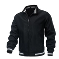 Chaqueta casual negra para hombre con puños y cuello de rayas azules y blancas con cremallera - M / Negro