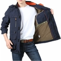 Giacca outdoor blu scuro da uomo con fodera arancione a contrasto e rete traspirante - M / Blu