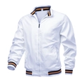 Chaqueta deportiva blanca para hombre con puños de rayas coloridas y cremallera frontal - M / Blanco
