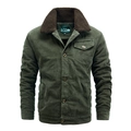 Veste en velours côtelé vert foncé pour homme avec col polaire marron et coupe ajustée - M / Vert Armée