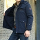 Parka invernale da uomo blu scuro con cappuccio e fodera calda per uso esterno - L / Blu scuro