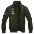Chaqueta bomber militar verde oliva con bordados de US Air Force y puños acanalados - M / Verde Militar
