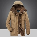 Parka invernale da uomo color kaki con fodera in pile e tasche multiple utility - M / Cachi
