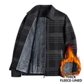 Chaqueta informal de cuadros para hombre con forro polar gris oscuro y cremallera - M / Forro Polar / Caqui