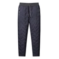 Men's navy blue quilted winter trousers with fleece lining and adjustable drawstring waist - 3XL / Gray - Straight