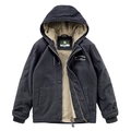 Veste d'hiver homme gris foncé avec doublure polaire chaude et capuche coupe-vent en toile - 3XL / Noir et Gris