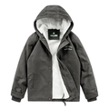 Veste de travail d'hiver à capuche gris foncé pour homme avec doublure sherpa blanche - 3XL / Vert Militaire