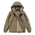 Veste de travail à capuche marron kaki pour hommes avec doublure sherpa épaisse en toile - 3XL / Kaki
