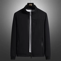 Classic men's black standing collar jacket with full zipper and utility pockets - M / Black