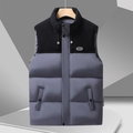 Verdickte Herren-Winterweste mit Farbblock-Design, Stehkragen und Steppmuster - M / Grau