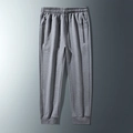 Men's grey minimalist jogger pants with drawstring waist and zip pockets for daily wear - 3XL / Cuffed Leg / Gray