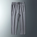 Men's dark grey knit jogger pants with elastic drawstring waist and side zip pockets - 3XL / Straight Leg Style / Gray