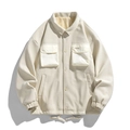 Chaqueta informal de hombre color blanco roto con bolsillos cargo y textura de panal - M / Albaricoque