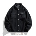 Chaqueta casual negra para hombre con tejido texturizado, capucha y bolsillos grandes - M / Negro