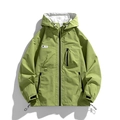 Grass green hooded windbreaker jacket with multiple pockets and functional utility design - M / Green