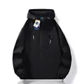 Men's black hooded jacket featuring NASA tag and functional D-ring hardware detail - 3XL / Black