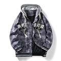 Veste en jean gris foncé délavé avec capuche grise contrastée et imprimé Belief - 3XL / Gris