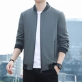 Chaqueta de béisbol gris oscuro para hombre con corte entallado y puños acanalados - M / Gris