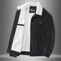 Giacca da uomo in velluto a coste con fodera in sherpa spessa e stile retrò navy - M / grigio scuro