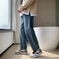 Herren Vintage Straight Leg Jeans in gewaschenem Blau im lockeren Streetwear Stil - S / Blau