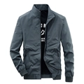 Men's dark grey slim fit bomber jacket with stand collar and ribbed cuffs for casual wear - M / Dark Gray