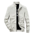 Men's casual slim fit light grey bomber jacket with stand collar and mesh lining - M / Off-white