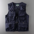 Men's navy blue tactical vest with multiple utility pockets and breathable mesh lining - Navy Blue