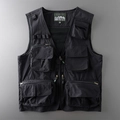 Tactical black multi-pocket vest in size M featuring breathable mesh lining for outdoors - Black