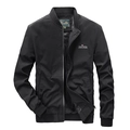 Men's black lightweight casual jacket with stand collar and youthful printed logo - M / Black