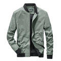 Men's sage green bomber jacket with stand collar and youthful logo print on chest - M / Bean Green