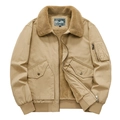 Chaqueta tipo aviador cargo para hombre en algodón caqui con cuello de forro polar - M / Caqui