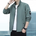 Men's casual outdoor jacket in olive green with standing collar and zip-up design - M / Green
