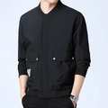 Men's black cargo bomber jacket with baseball collar and silver button pockets - M / Black