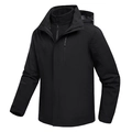 Giacca outdoor 3 in 1 impermeabile con fodera in pile staccabile e cappuccio nero - S / Nero (Uomo)