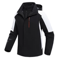 Giacca outdoor 3 in 1 impermeabile con fodera in pile e cappuccio in nero e bianco - S / Bianco e Nero (Uomo)