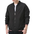 Chaqueta bomber negra de hombre con forro térmico y puños de punto con rayas rojas y blancas - M / Negro