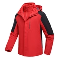 Giacca outdoor 3 in 1 rossa impermeabile con fodera in pile calda e design con cappuccio - S / Rosso (Uomo)