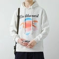 Herren-Hoodie in Weiß mit Retro-Darkharvest-Grafikdruck und Kordelzugkapuze - M / Weiß