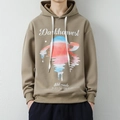 Herren Vintage Hoodie in Dunkelkhaki mit Darkharvest Grafik-Print und Kapuzenkordelzug - M / Khaki