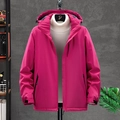 Veste à capuche imperméable rouge rose vif pour extérieur, poignets ajustables - M / Style Femme / Rouge Rose