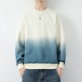 Men's gradient sweatshirt from cream to grey-blue with embossed Peacheat chest logo - M / Beige Gradient