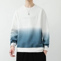 Men's casual gradient blue and white cotton sweatshirt with Peacheat embossed lettering - M / White Gradient