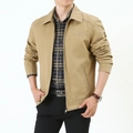 Giacca uomo casual slim fit color kaki con colletto a rever e ricamo sul petto - M / Cachi