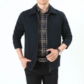 Giacca uomo slim fit blu navy business casual con colletto a rever e zip anteriore - M / Blu scuro