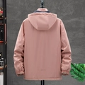 Giacca rosa con cappuccio per coppie con fodera in peluche grigio e polsini antivento - M / Stile Donna / Rosa