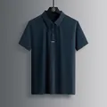 Short sleeve ice silk polo shirt for men in dark blue color with quick-dry fabric - L / Dark Blue