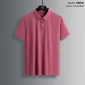 Polo homme en soie glacée rouge mat, tissu respirant à séchage rapide pour l'été - L / Vieux Rose