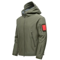 Armeegrüne taktische Softshelljacke mit Flaggen-Patch und wasserdichten Zippern - S / Armeegrün