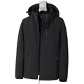 Veste outdoor 3-en-1 noire imperméable avec capuche amovible et couches doubles - M / Noir (Femme)