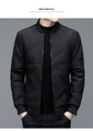Close-up of black men's lightweight jacket featuring ribbed cuffs and metal zipper detail - M / Black